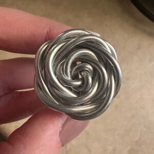 Silver Twisted Rose Ring